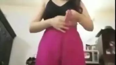 Bubbly Desi girl showing boobs and fingering her pussy