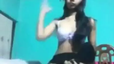 Lovely Bangla Teen Girl Strips White Bra & Panty On Cam