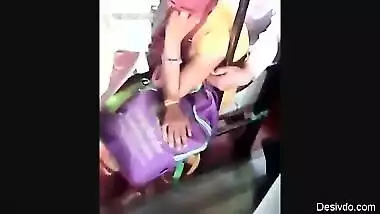 Desi girl boobs pressed hard in public transport and she is enjo