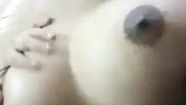 Cute BOOBY girl fingering with loud moans